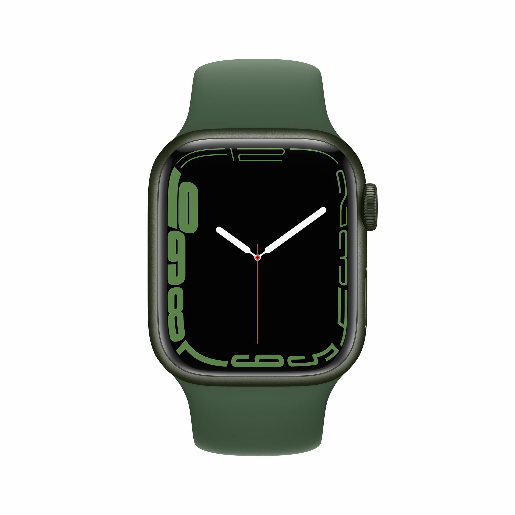 Išmanusis laikrodis Apple Watch Series 7, GPS, 41mm, Žalio aliuminio  korpusas su žaliu sportiniu dirželiu | Varle.lt