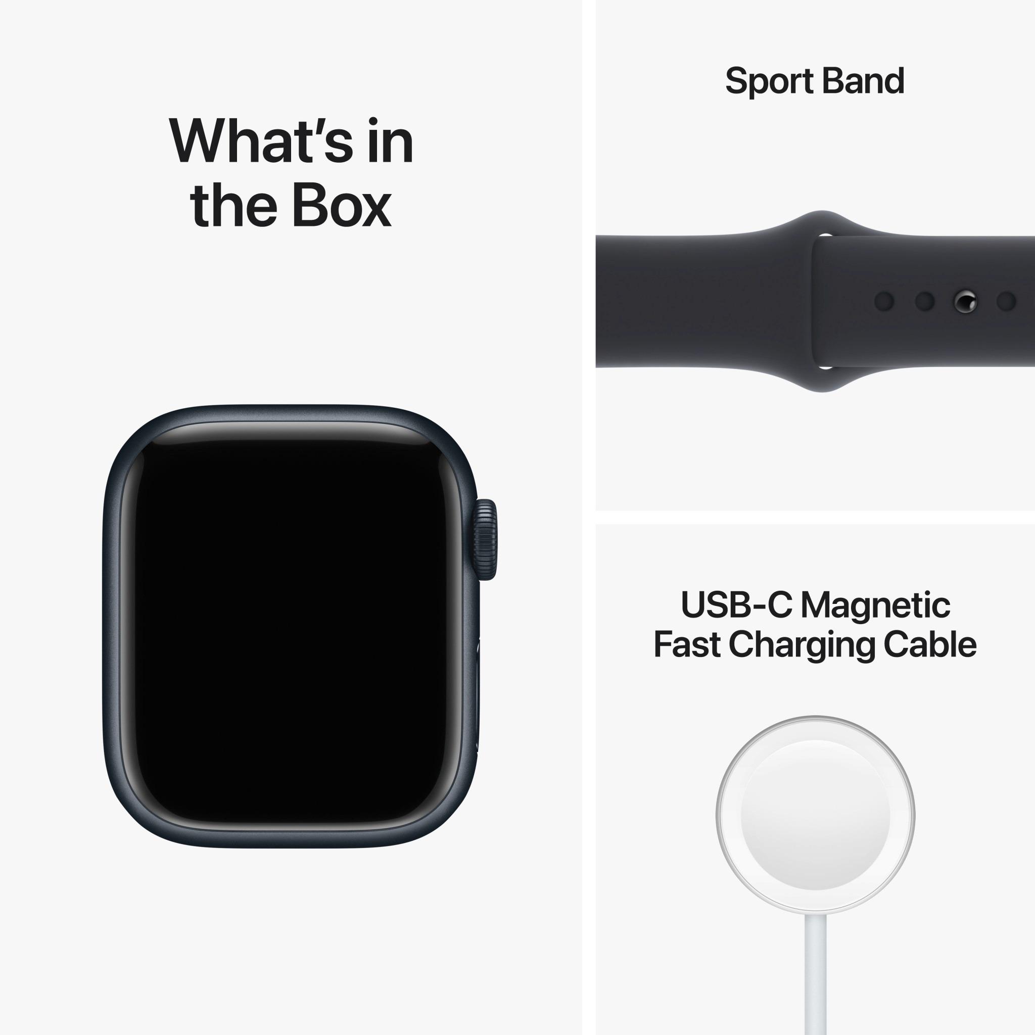 Išmanusis laikrodis Apple Watch Series 8 GPS, 41 mm,  "Midnight" spalvos aliuminio korpusas su "Midnight" spalvos sportiniu dirželiu