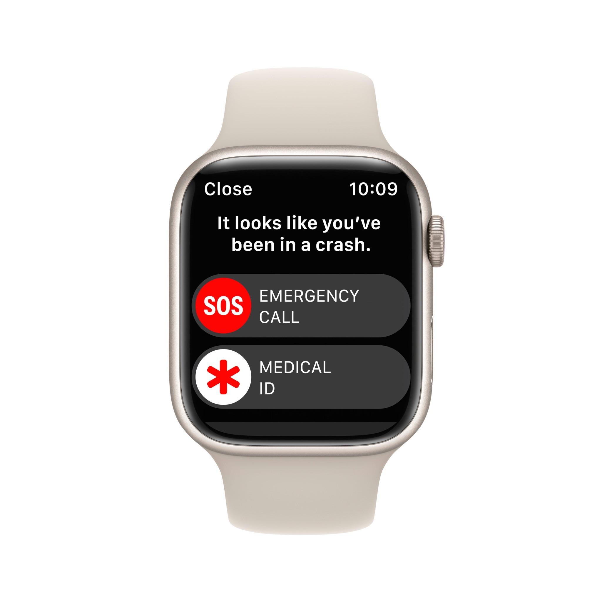 Išmanusis laikrodis Apple Watch Series 8 GPS, 45 mm, "Starlight" spalvos aliuminio korpusas su "Starlight" spalvos sportiniu dirželiu