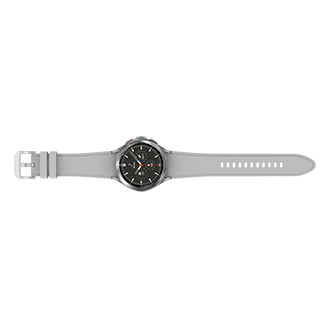 Išmanusis laikrodis Samsung Galaxy Watch 4 Classic LTE (46 mm), Sidabrinės spalvos korpusas su pilkos spalvos dirželiu
