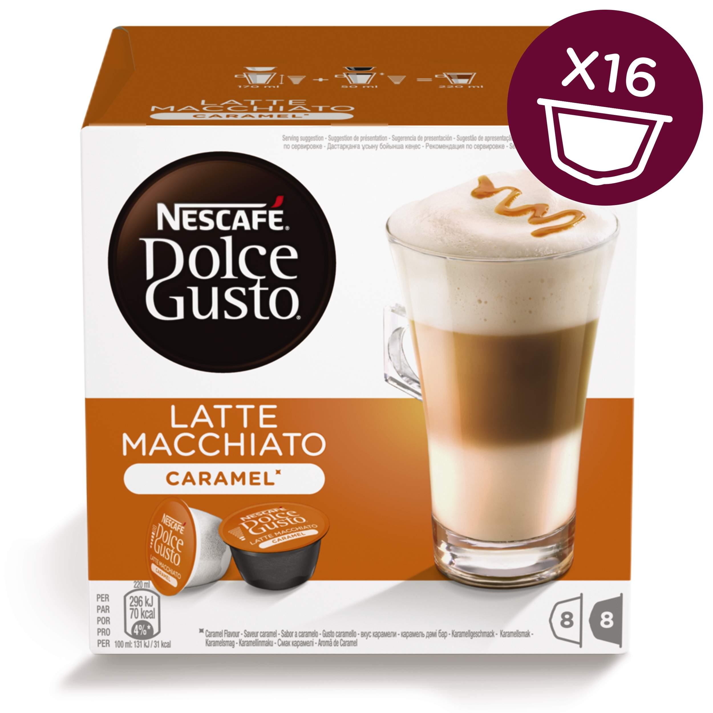 NESCAFÉ® Dolce Gusto® Caramel Latte Macchiato kava 16 kapsulių dėžutėje 168.8g