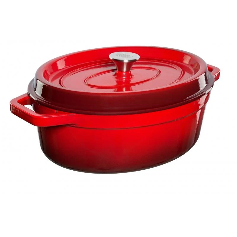 Grand_Feu Grand Feu Ovalus, "Puodas“ tipo puodas su dangčiu 5.6l talpos, Raudonos spalvos