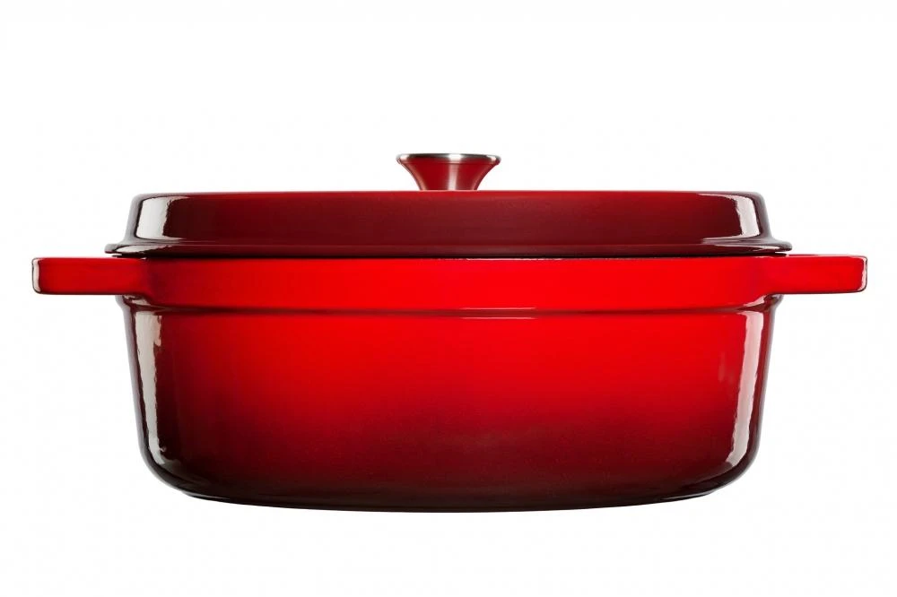Grand_Feu Grand Feu Ovalus, "Puodas“ tipo puodas su dangčiu 5.6l talpos, Raudonos spalvos