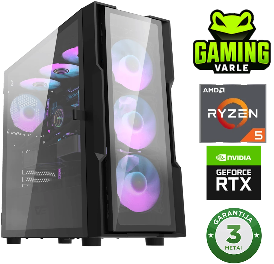 Stacionarus žaidimų kompiuteris Varlė Gaming Back To School Powered by MSI | AMD Ryzen 5 7500F + RTX 5060 Ti 8G | 16 GB DDR5 | 1 TB M.2 NVMe SSD