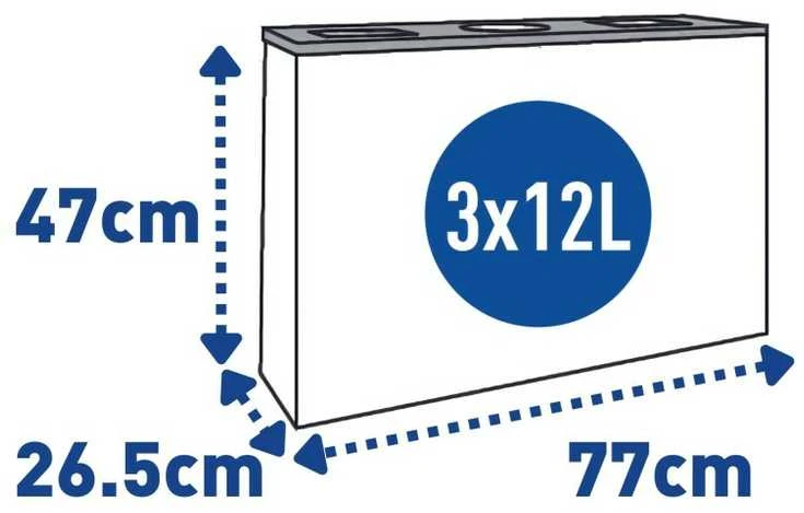 Alda 3 dalių MINI rūšiavimo šiukšliadėžė 3 x 12 l "Eco Station"