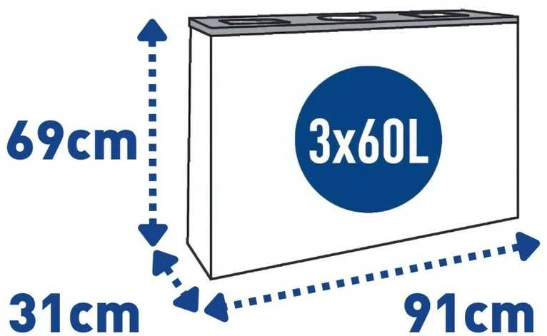 Alda 3 dalių rūšiavimo šiukšliadėžė 3 x 60 l "Eco Station"