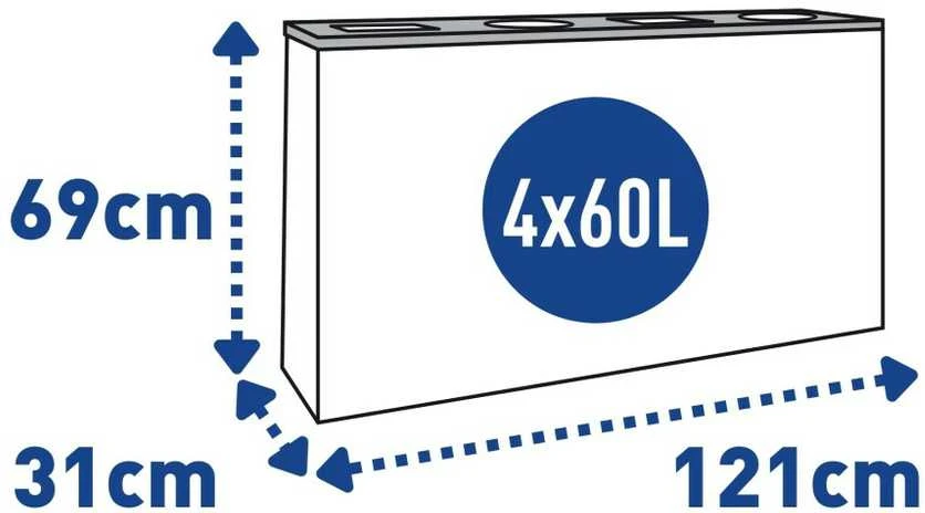 Alda 4 dalių rūšiavimo šiukšliadėžė 4 x 60 l "Eco Station"