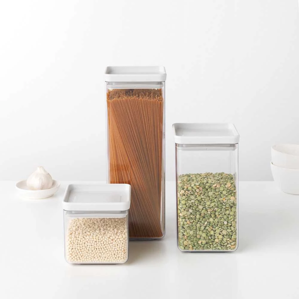 Brabantia Kvadratinis hermetinis indas biriems produktams 0.7 L