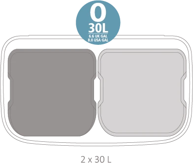 Brabantia Šiukšlių dėžė Bo Touch Bin atidaroma ranka, 2x30 L