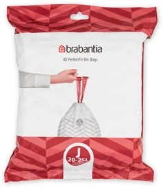 Brabantia atkritumu tvertnes ieliktņi J, 23l, 40 maisi rullītī, balts