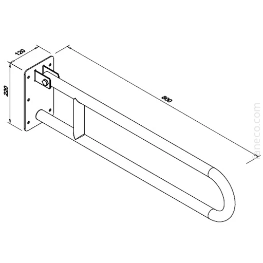Atlenkiamas turėklas neįgaliesiems 800mm, Faneco