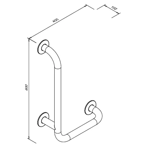 Kampinis turėklas neįgaliesiems, Faneco 600x400mm (kairė) juodas