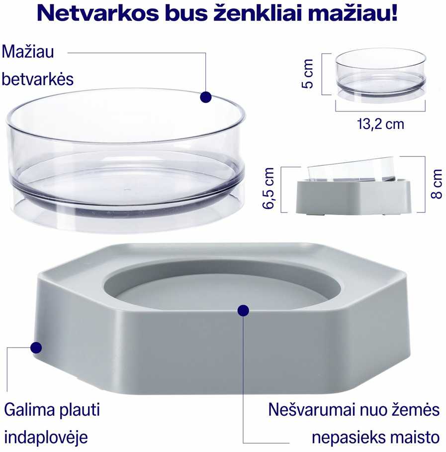 Cattu Augintinio dubenėlis su laikikliu, skaidrus / pilkas