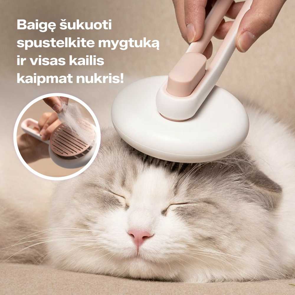 Cattu Augintinių šukos su savaiminio kailio išstūmimo mygtuku