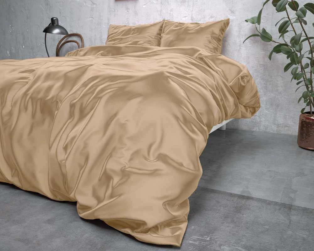 Patalynės komplektas Dirbtinio šilko patalynė Sleeptime Beauty Skin Care smėlinės spalvos 200×220 cm, su 2 pagalvių užvalkalais