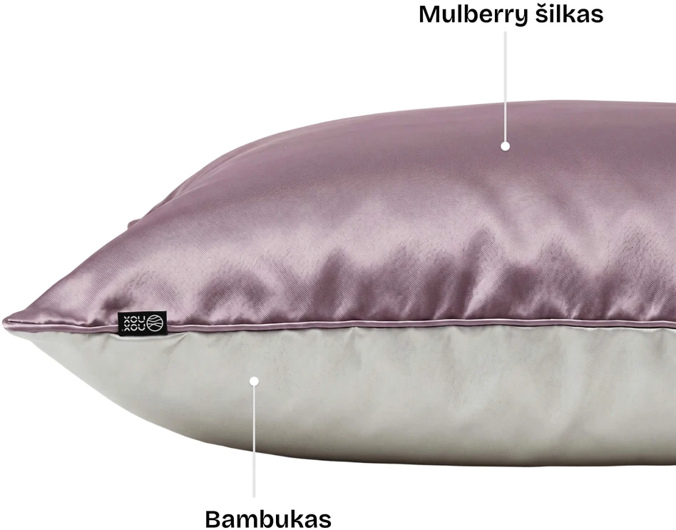 Dvipusis pagalvės užvalkalas – šilkas ir bambukas (50x70 cm) Purpurinis NOXNOX NightSilk