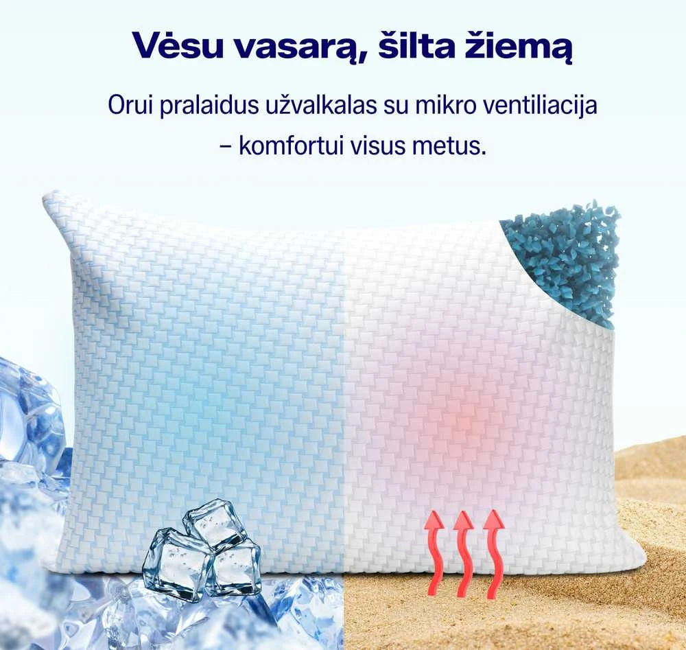 Ergonominė atminties putų pagalvė „NOXNOX® Spacepillow“, 50×70 cm – reguliuojamo aukščio ir minkštumo
