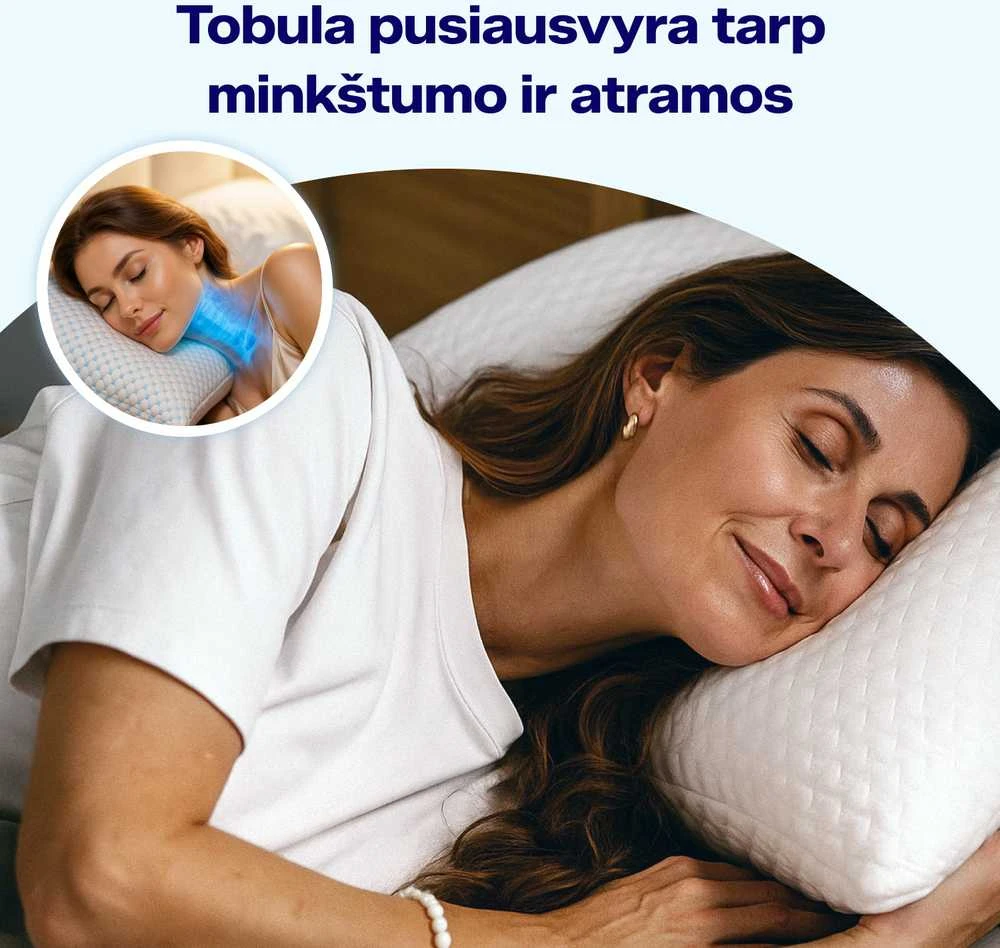 Ergonominė atminties putų pagalvė „NOXNOX® Spacepillow“, 50×70 cm – reguliuojamo aukščio ir minkštumo