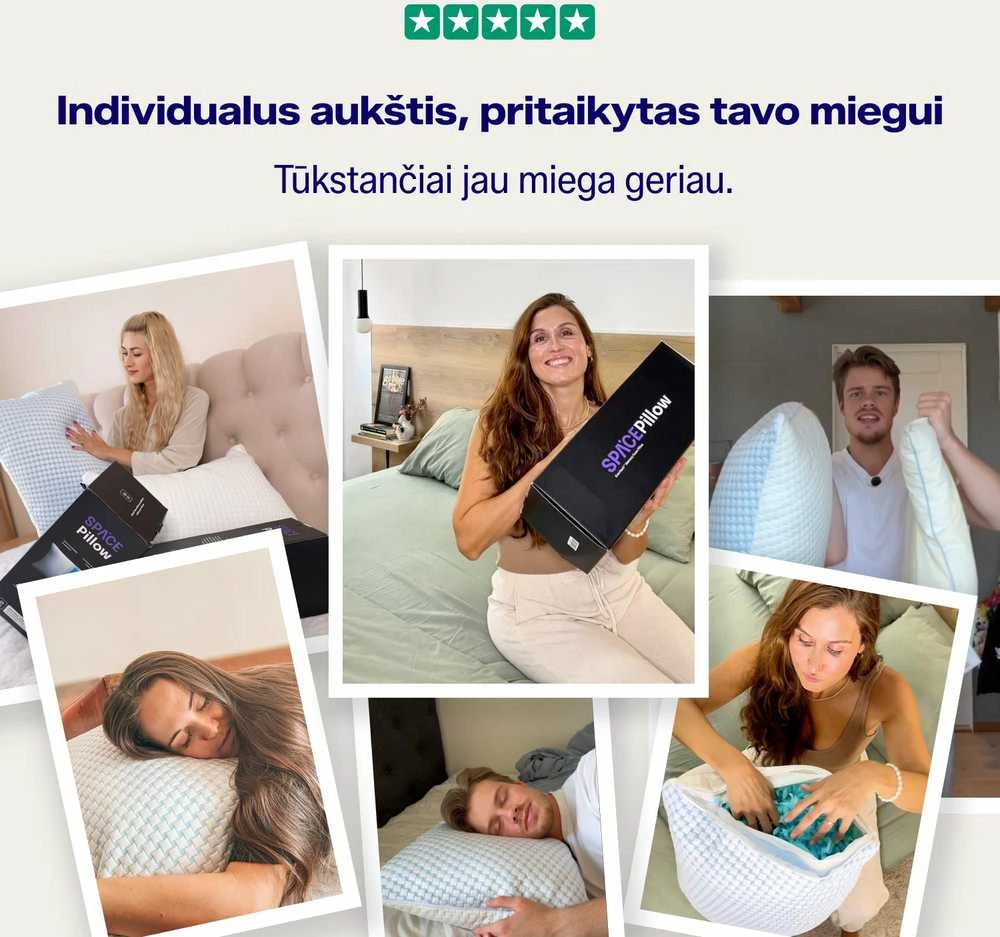 Ergonominė atminties putų pagalvė „NOXNOX® Spacepillow“, 50×70 cm – reguliuojamo aukščio ir minkštumo