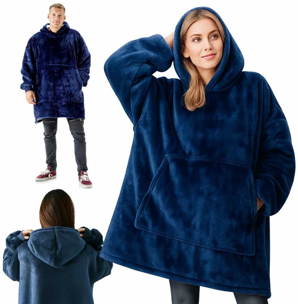 Megztinis pledas NOXNOX® Hoodie Blanket – šiltas džemperis antklodė moterims