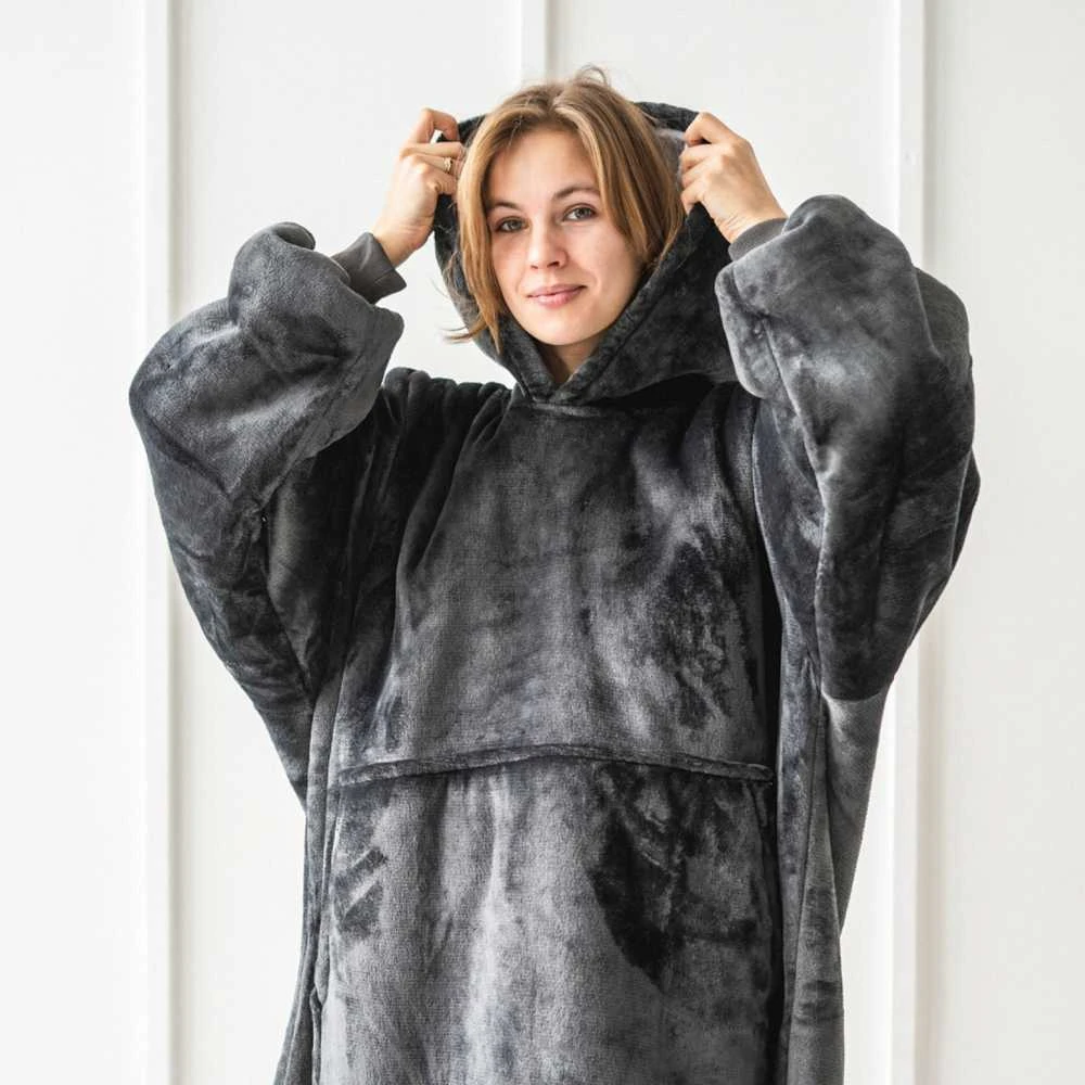 Megztinis pledas NOXNOX® Hoodie Blanket – šiltas džemperis antklodė moterims
