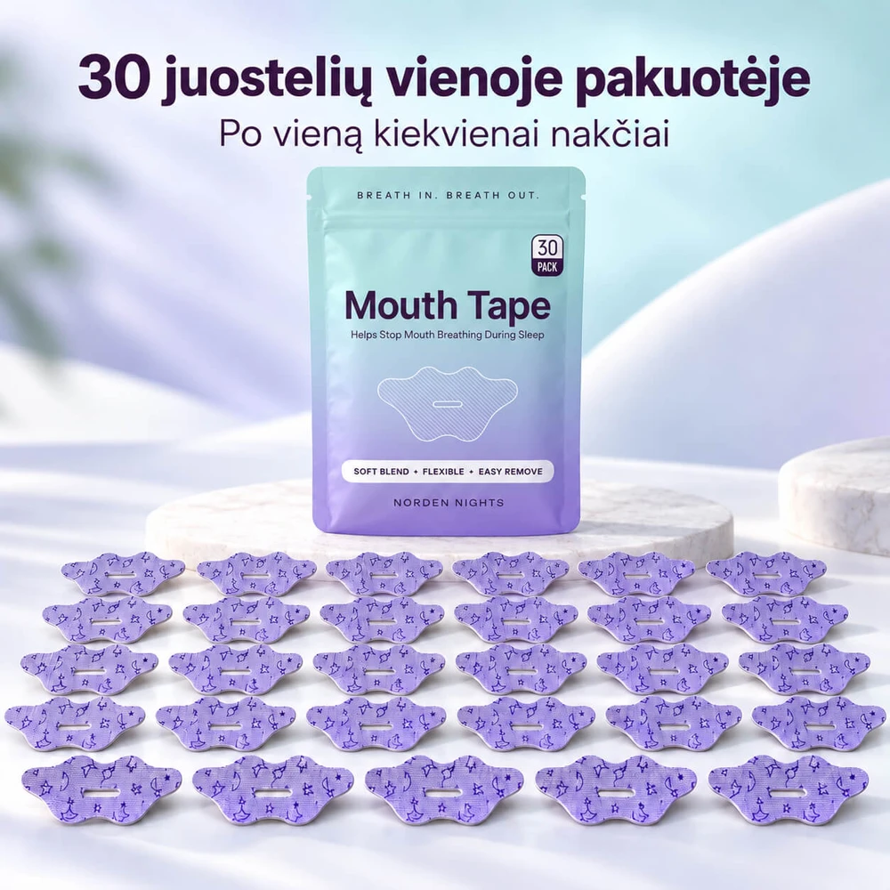 Norden Nights burnos juostelės miegui – skatina kvėpuoti per nosį, 30 vnt.