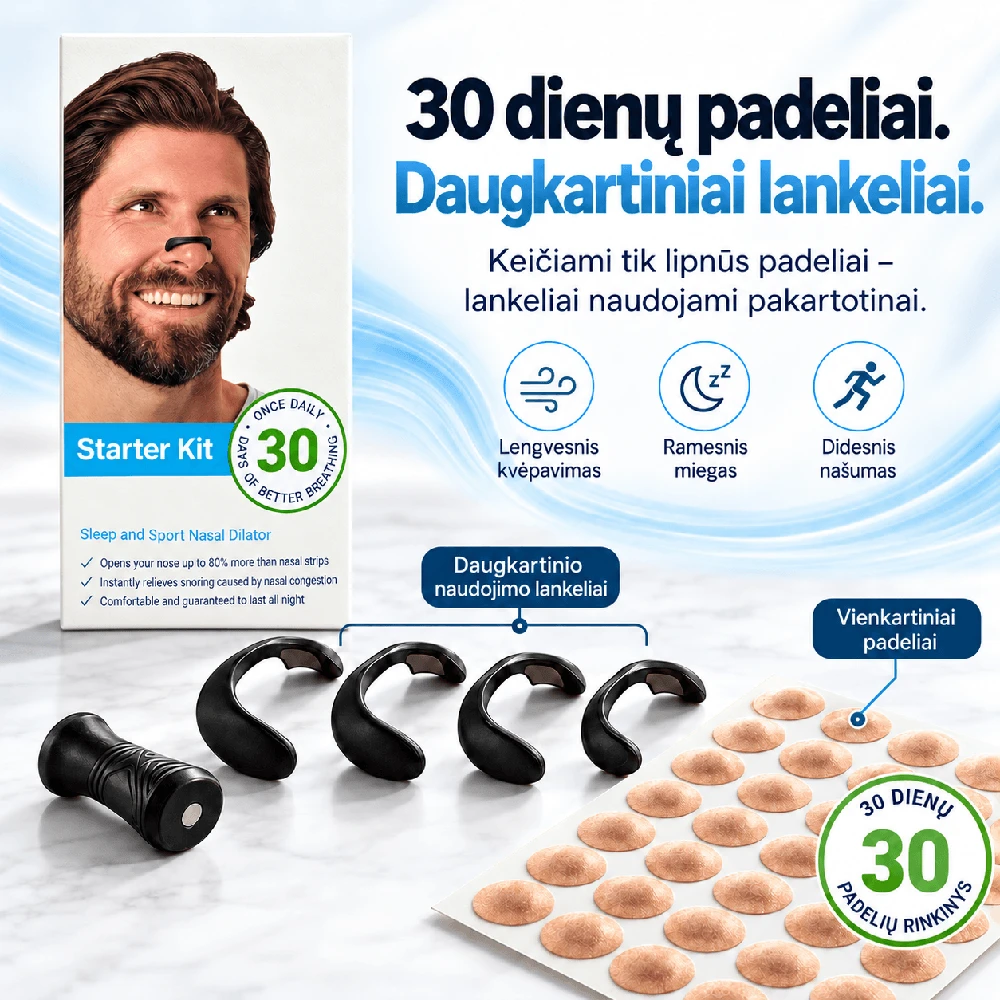 Norden Nights magnetinis nosies plėtiklis Starter Kit – daugkartinio naudojimo, 4 dydžiai, 30 dienų rinkinys
