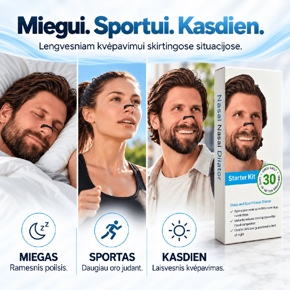Norden Nights magnetinis nosies plėtiklis Starter Kit – daugkartinio naudojimo, 4 dydžiai, 30 dienų rinkinys