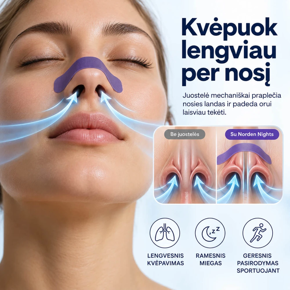 Norden Nights nosies juostelės lengvesniam kvėpavimui – 30 vnt