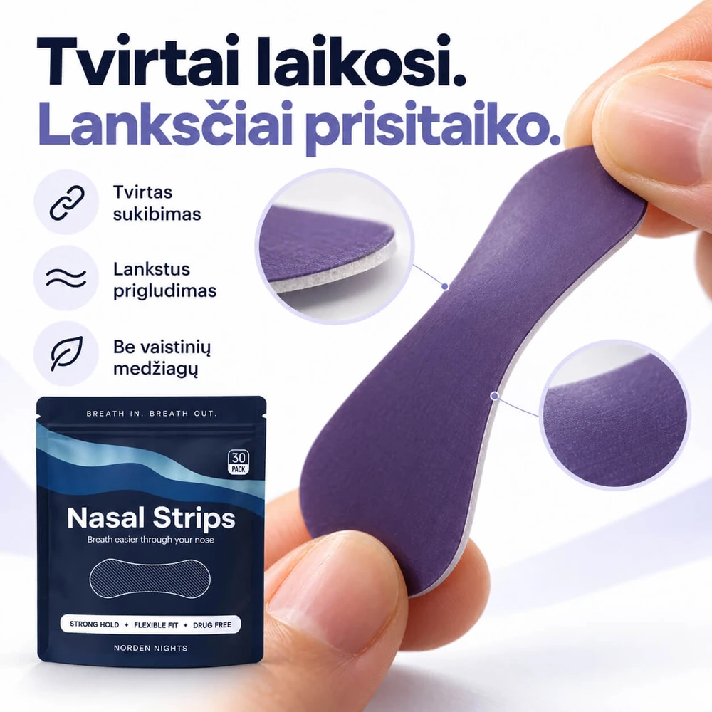 Norden Nights nosies juostelės lengvesniam kvėpavimui – 30 vnt