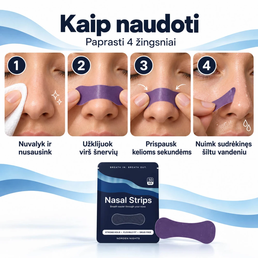 Norden Nights nosies juostelės lengvesniam kvėpavimui – 30 vnt