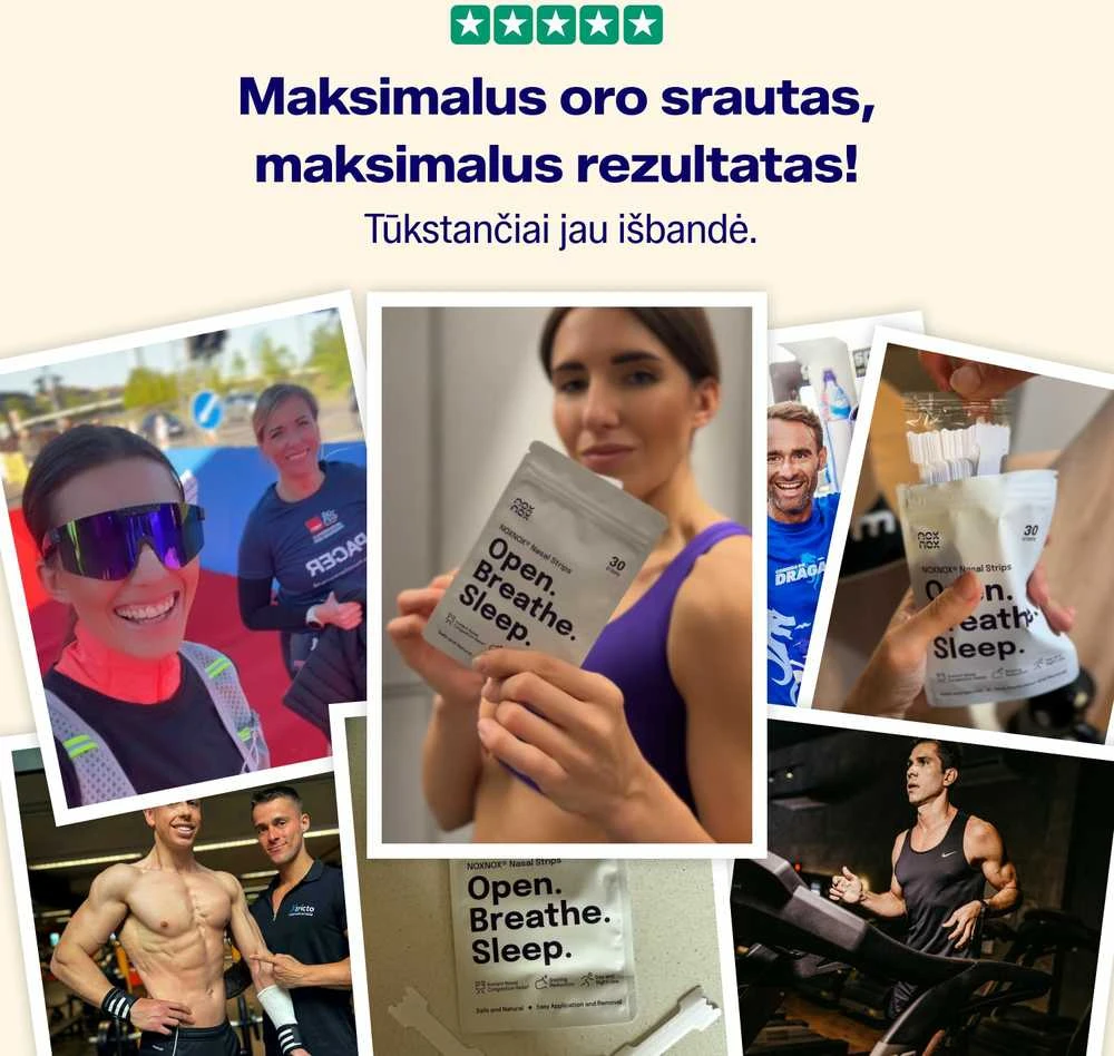Nosies juostelės NOXNOX® – nuo knarkimo, lengvam kvėpavimui ir sportui, 30 vnt. pakuotėje