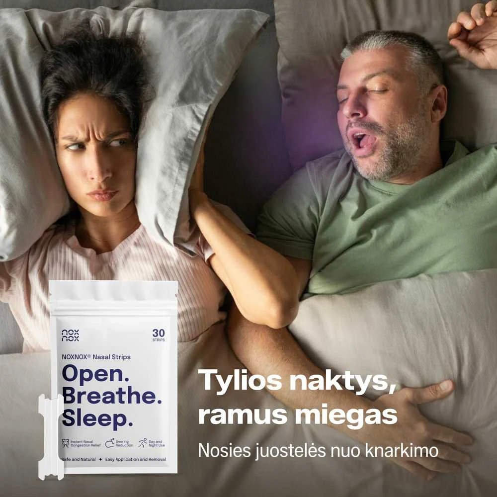 Nosies juostelės NOXNOX® – nuo knarkimo, lengvam kvėpavimui ir sportui, 30 vnt. pakuotėje