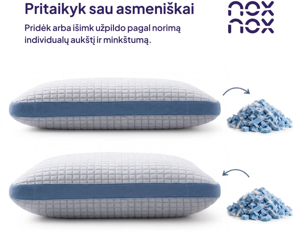 Noxnox Vėsinanti pagalvė AirCool Flex 3D – reguliuojamo aukščio, memory putos