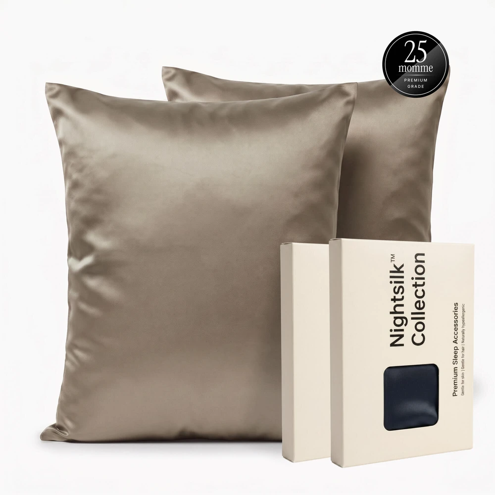 Noxnox Signature Premium šilkinis pagalvės užvalkalas 25 momų – 100% 6A Mulberry šilkas karamelinė spalva