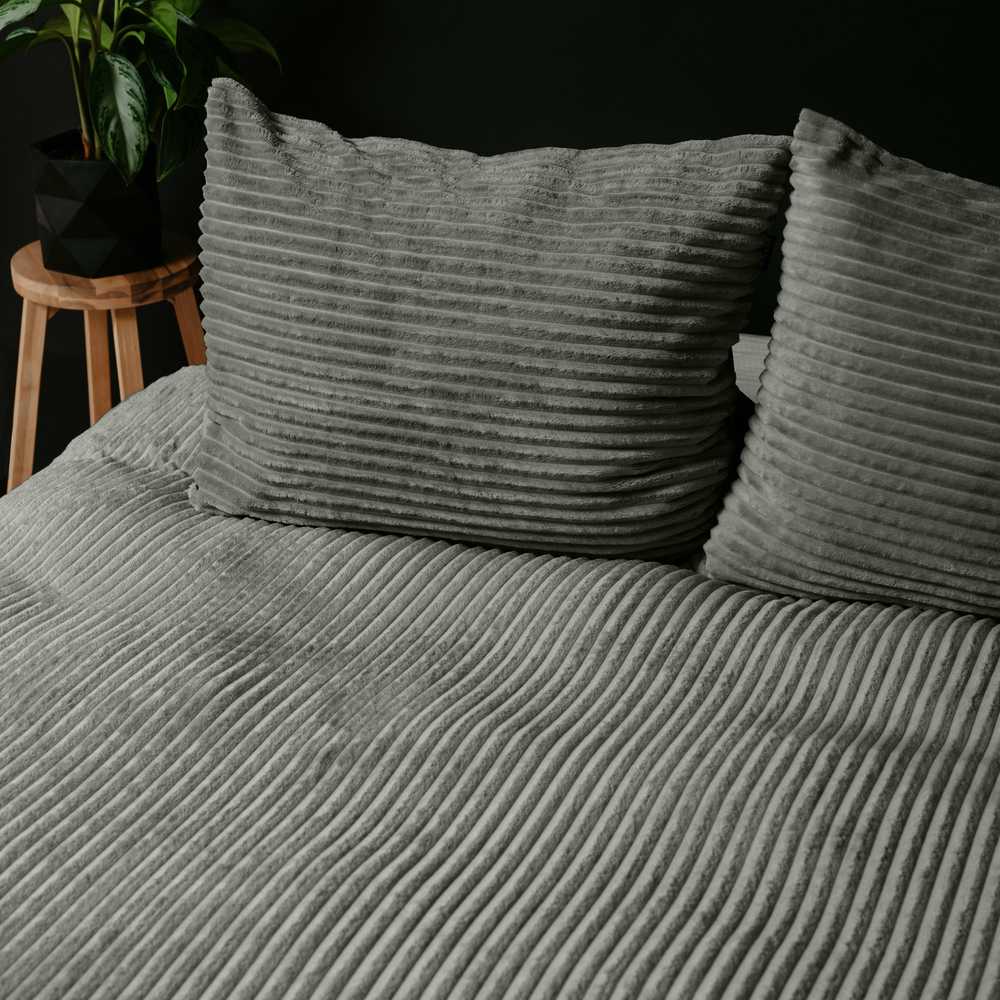 Patalynės komplektas Pliušinė patalynė Sleeptime Rib Teddy pilkos spalvos 140x200 cm viengulis