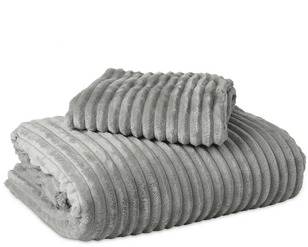 Patalynės komplektas Pliušinė patalynė Sleeptime Rib Teddy pilkos spalvos 140x200 cm viengulis