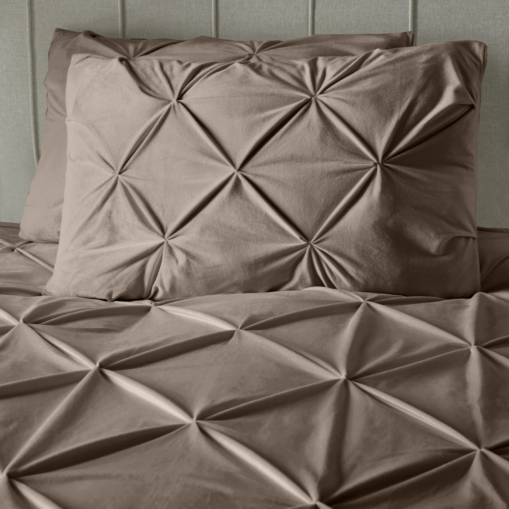 Patalynės komplektas Sleeptime Mikroperkalio patalynė Velvet Pintuck ruda 140x200