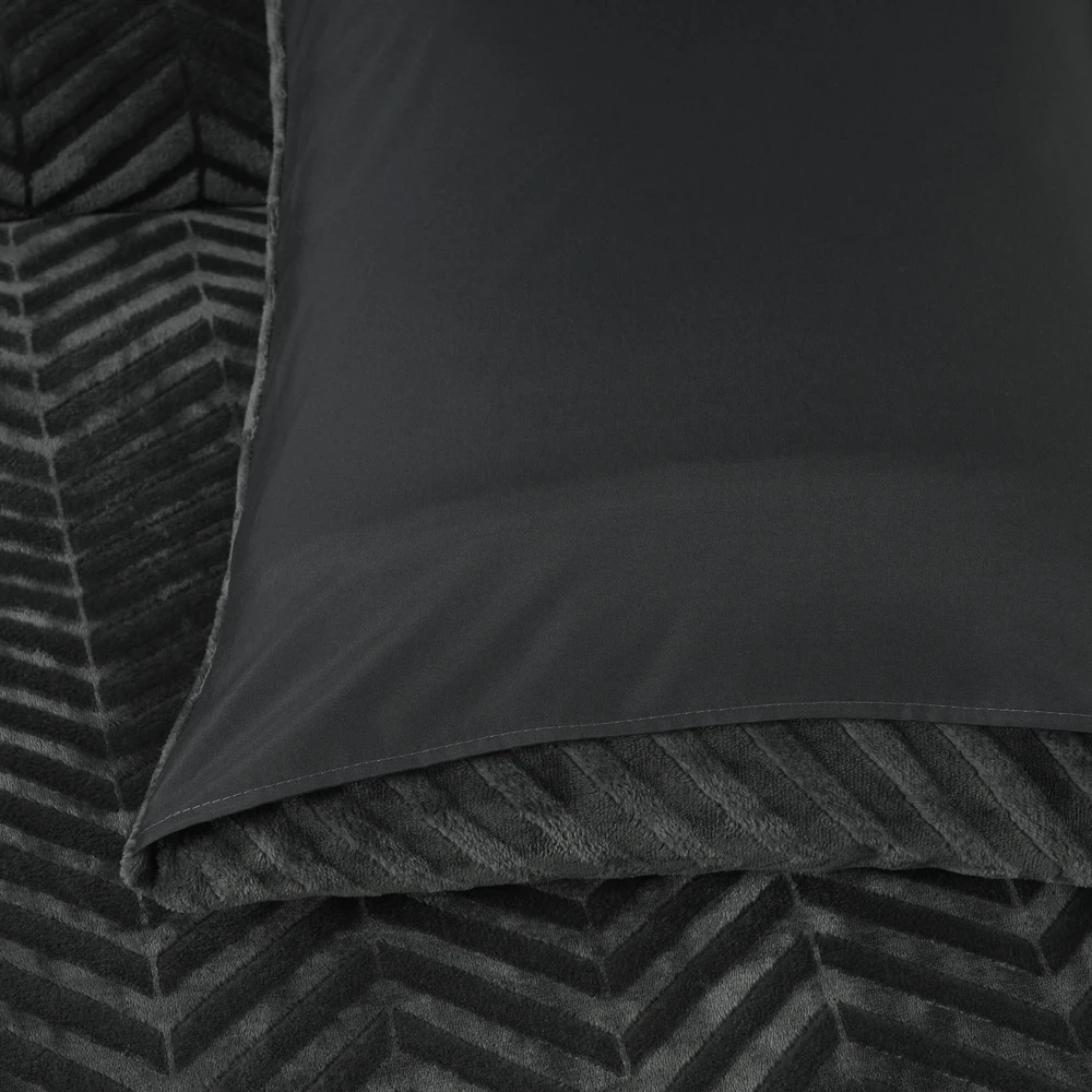 Patalynės komplektas Sleeptime Mikropluošto patalynė Chevron Teddy antracitas 200x220