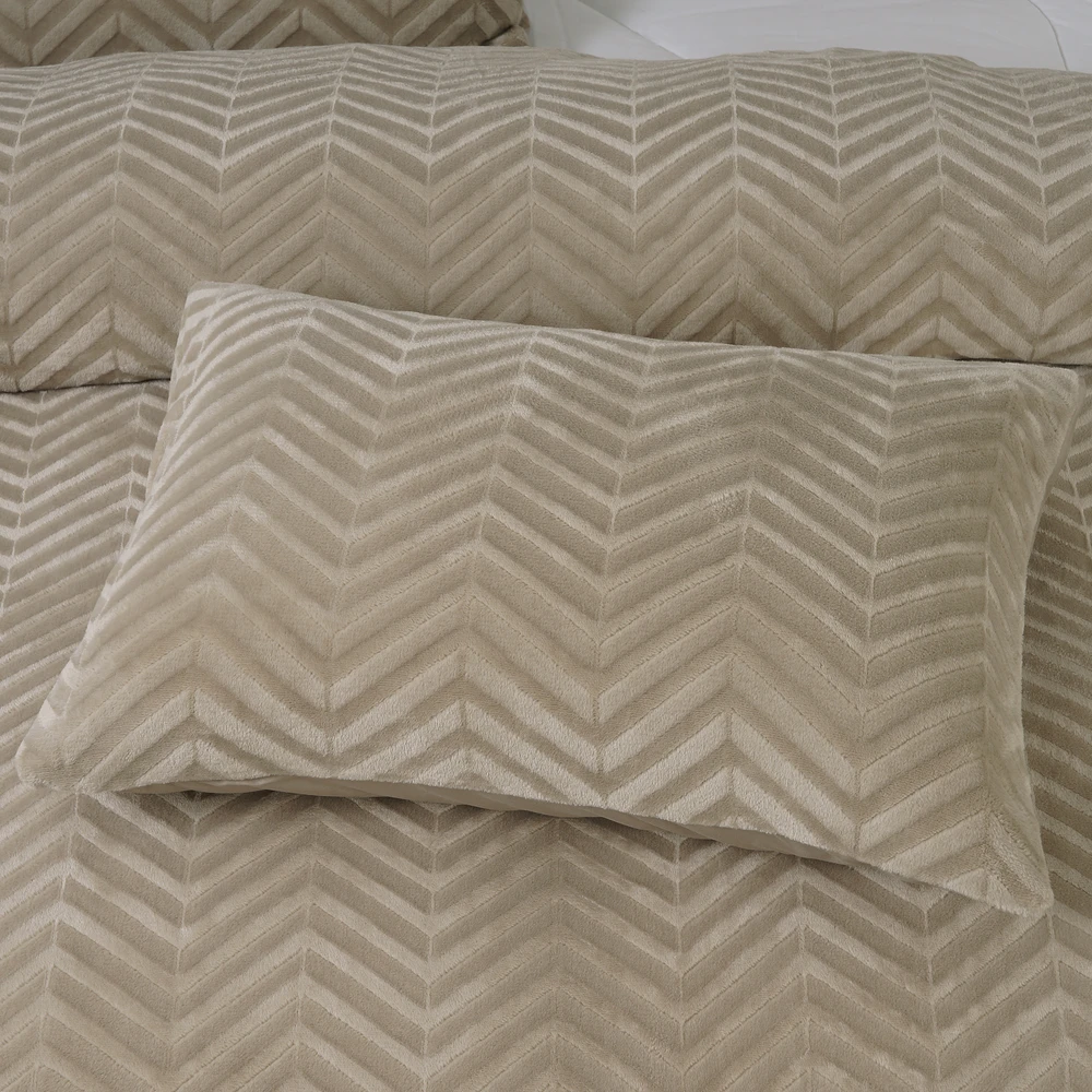 Patalynės komplektas Sleeptime Mikropluošto patalynė Chevron Teddy šviesiai rudas 200x220