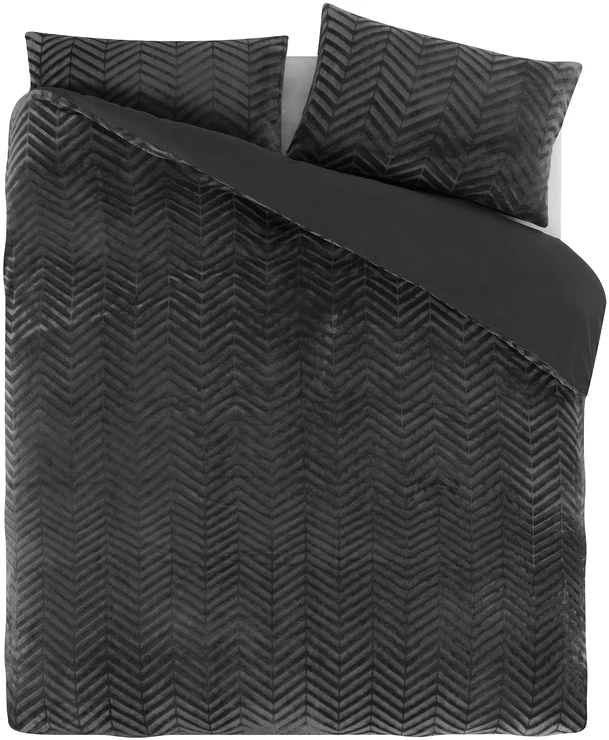 Patalynės komplektas Sleeptime Mikropluošto patalynė Chevron Teddy antracitas 200x220