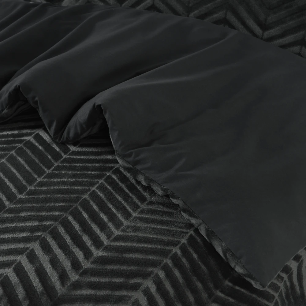 Patalynės komplektas Sleeptime Mikropluošto patalynė Chevron Teddy antracitas 200x220