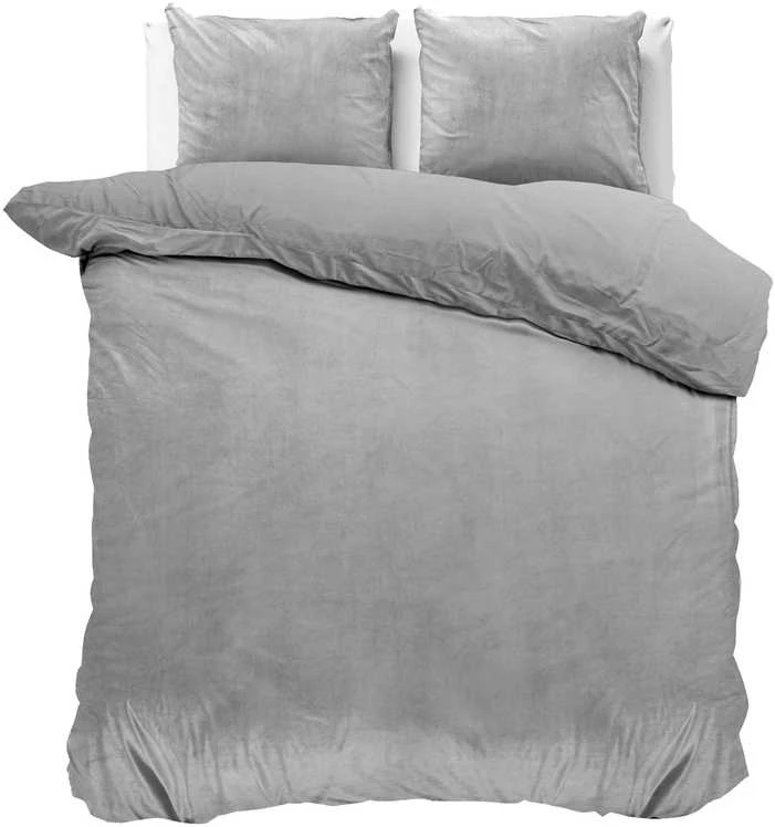 Patalynės komplektas Veliūrinė patalynė Sleeptime Velvet Uni antracito spalvos 200×220 cm, su 2 pagalvių užvalkalais