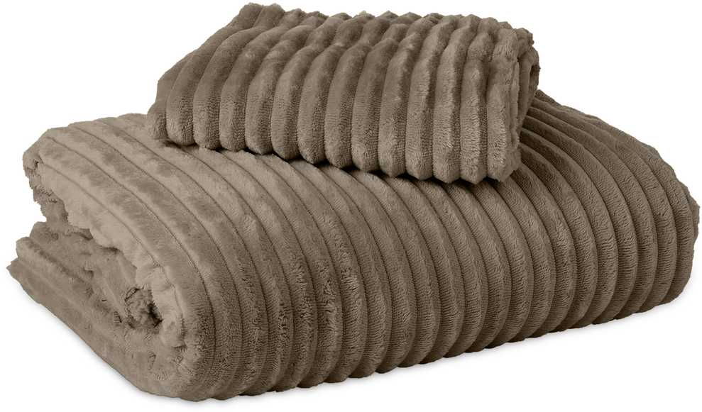 Patalynės komplektas Pliušinė patalynė Sleeptime Rib Teddy smėlinės-rusvos spalvos 200×220 cm, su 2 pagalvių užvalkalais