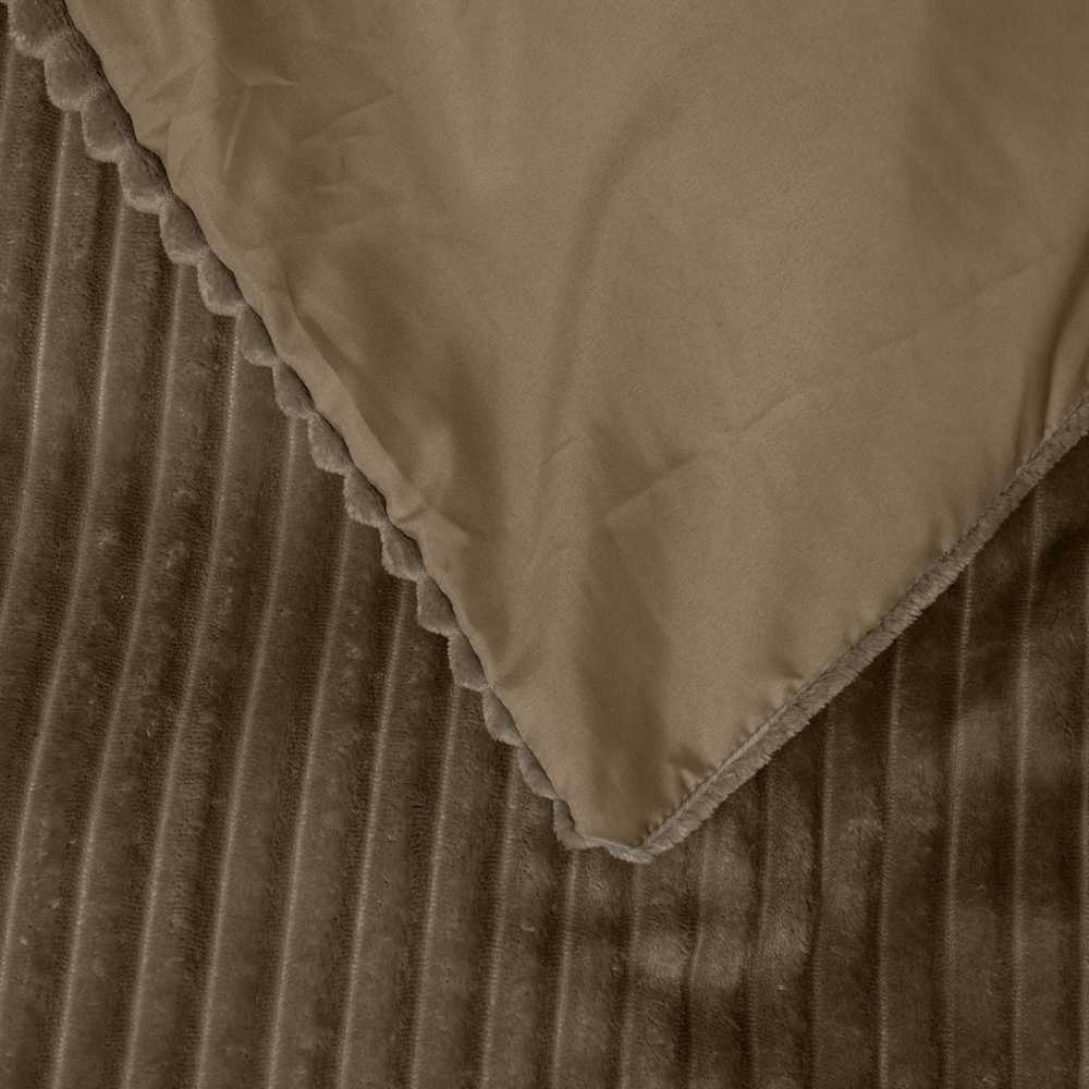 Patalynės komplektas Pliušinė patalynė Sleeptime Rib Teddy smėlinės-rusvos spalvos 200×220 cm, su 2 pagalvių užvalkalais
