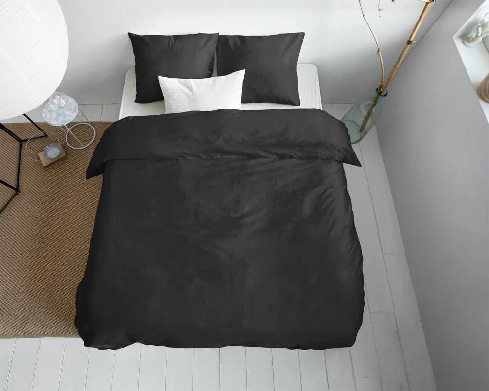 Satino patalynės komplektas Primaviera Deluxe Uni Satijn juodos spalvos 200×220 cm, su 2 pagalvių užvalkalais