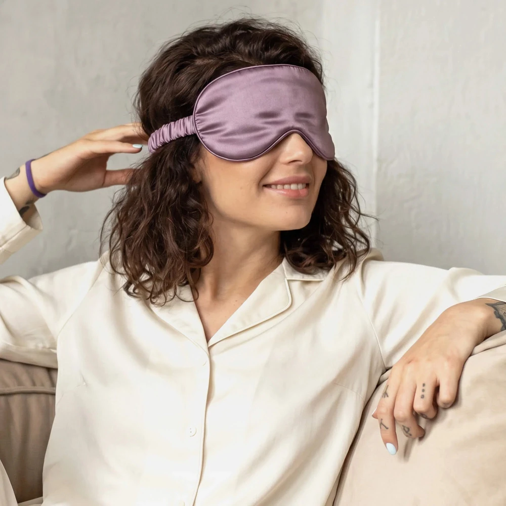Šilkinė miego kaukė – Sidabrinė 19 momų Mulberry šilkas NOXNOX NightSilk