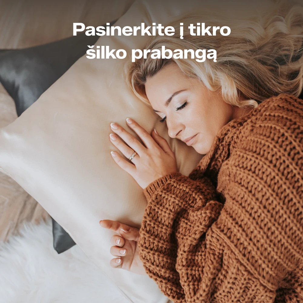 Šilkinis pagalvės užvalkalas NOXNOX® – 100% Mulberry šilkas, Šampaninė spalva (19 momų)