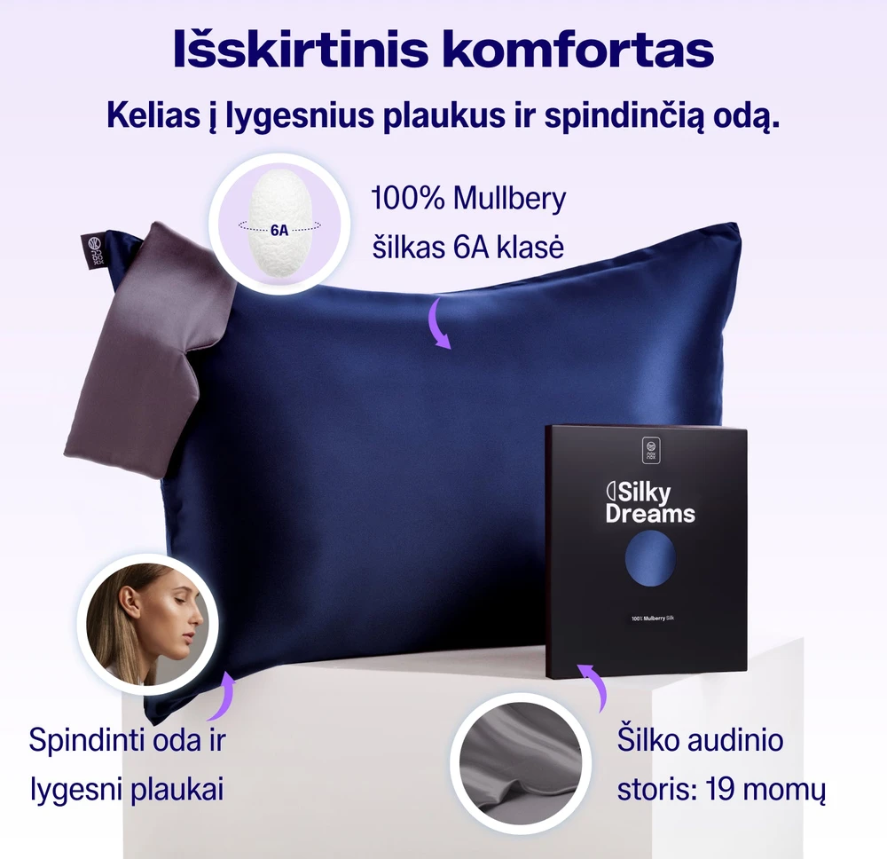 Šilkinis pagalvės užvalkalas NOXNOX® – 100% Mulberry šilkas, Šampaninė spalva (19 momų)