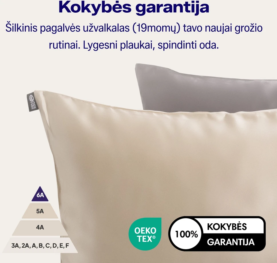 Šilkinis pagalvės užvalkalas NOXNOX® – 100% Mulberry šilkas, Juodas (19 momų)